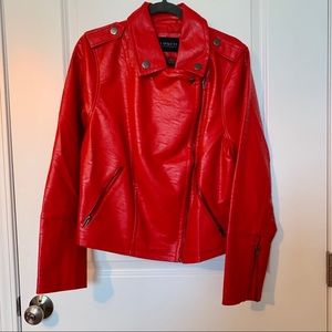 Red Eloquii faux leather jacket